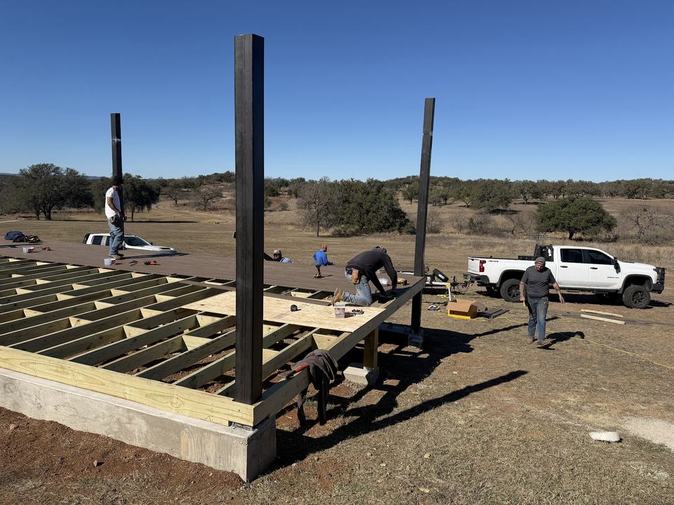 Framing a shooting deck. January 2026.