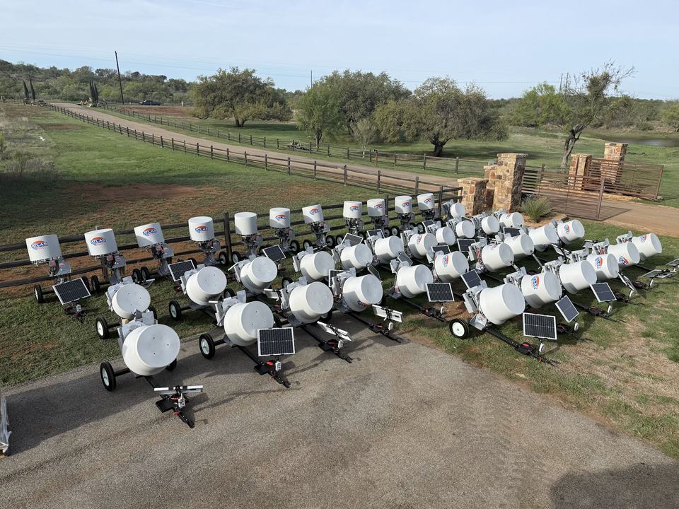 Rows of trap machines staged before placement