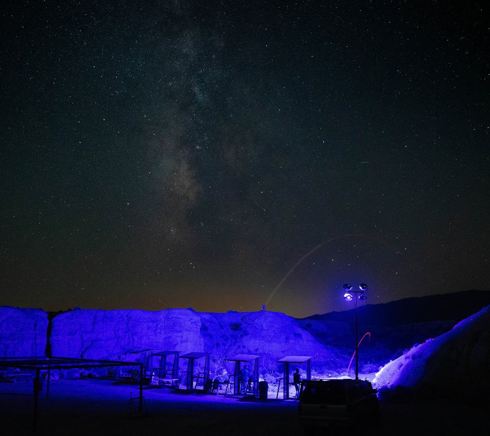 A black light shoot under the Milky Way.