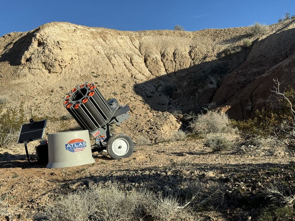A trap machine set into the slope.
