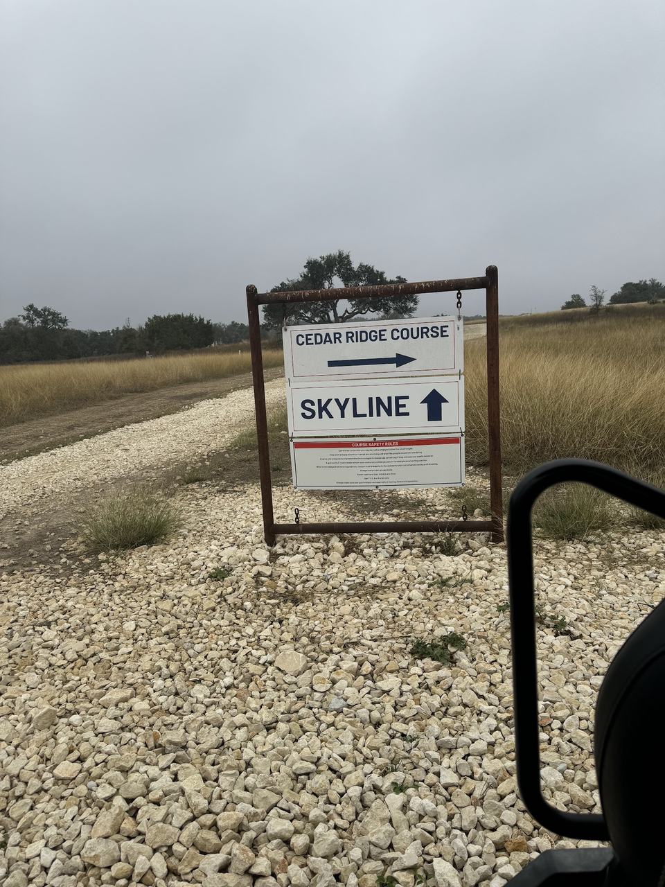 Course signs for Cedar Ridge and Skyline. November 2024.
